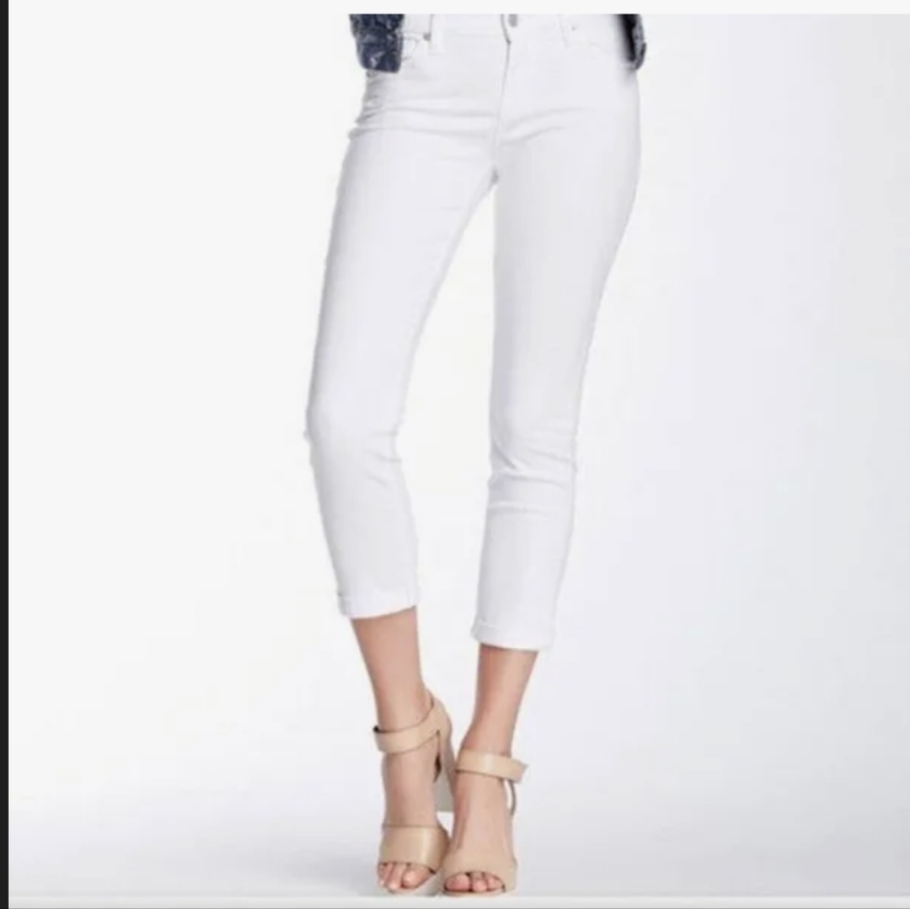 7 For All Mankind The Skinny Crop & Roll White Jeans 30W